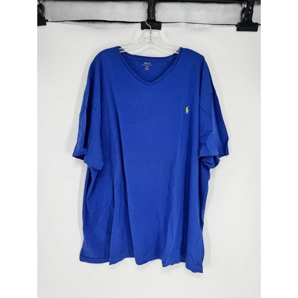 Polo Ralph Lauren T Shirt 3XL Big 3XB Blue Pony Logo Short Sleeve V Neck Tee